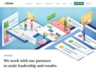 Koan - website illustrations agile illustration isometric project project management sail ho studio sho studio team team work vector web website website illustration