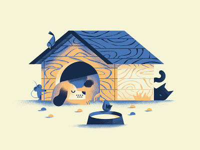 Non svegliare il can che dorme bird book cat colors dog illustration kennel mouse proverb sail ho studio sho studio sleeping sleeping dog texture vector