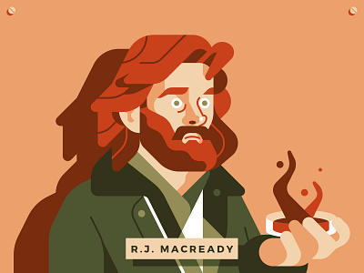 R J MacReady from The Thing 80s actor character flat horror illustration john carpenter movie sail ho studio sci fi sho studio the thing vector