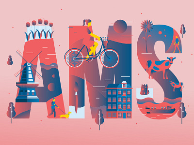 Cities of Colors - Amsterdam amsterdam animation cities colors gradient illustration music red sail ho studio sho studio typo typography