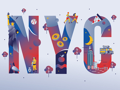 Cities of Colors - New York City animation cities colors gradient illustration music new york city red sail ho studio sho studio typo typography