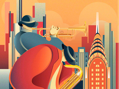 Jazz illustration jazz music new york sail ho studio sax sho studio vector vintage