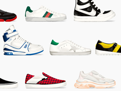 The history of sneakers - Quartz adidas collaboration converse editoral gucci illustration nike sail ho studio sho studio skate sneakers texture vans vector