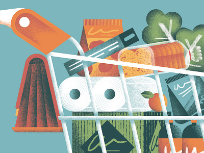 Retail illustration cart colors drinks editorial food groceries illustration market retail sail ho studio sho studio shopping vector