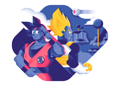 Best rivalries of the 90’s - Goku and Vegeta 90s cartoon colors comic dragon ball z geometric illustration goku illustration manga sail ho studio sho studio vector vegeta