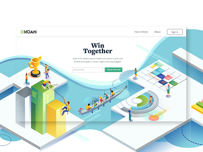 Koan - website agile games illustration isometric prize sail ho studio sho studio team teamwork ui vector web web illustration website website illustration