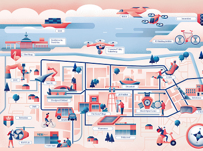 TU Delft campus map campus city compass delft drone illustration innovation labs map sail ho studio sho studio technologies technology university