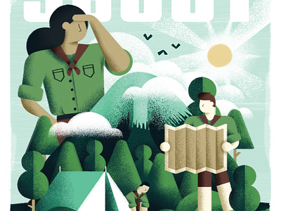 Join the scouts! camping illustration mountain nature poster sail ho studio scouting scouts sho studio tent texture