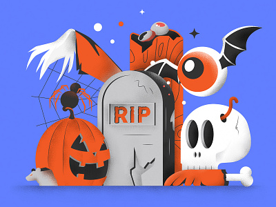 Spooky Spooky Doo!! doodle halloween illustration pumpkin rip sail ho studio sho studio skull spooky texture typo vector weeklywarmup