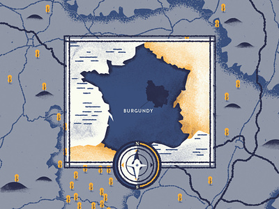 Burgundy and Bordeaux map colors compass france illustration map sail ho studio sho studio texture vector wine