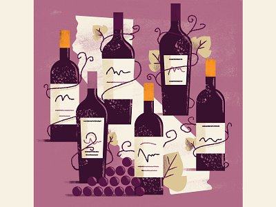 WineExpress - California's Cabernet california california wine editorial editorial illustration grape illustration sail ho studio sho studio texture texure vector wine wine bottle