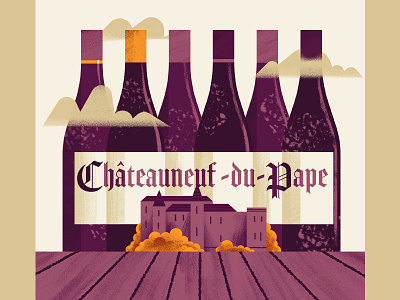 WineExpress - Chateauneuf du Pape chateau colors editorial editorial illustration illustration sail ho studio sho studio texture vector wine wine bottle