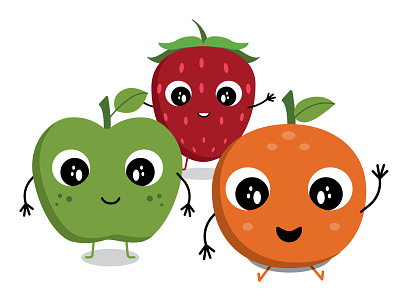 Illustrated Fruit bold colors design fruit illustration playful vector