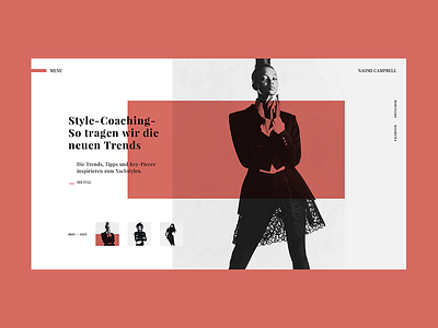 Naomi Campbell Main Page Concept color concept design dribbble elegant minimal personal site shot ui ux web web design