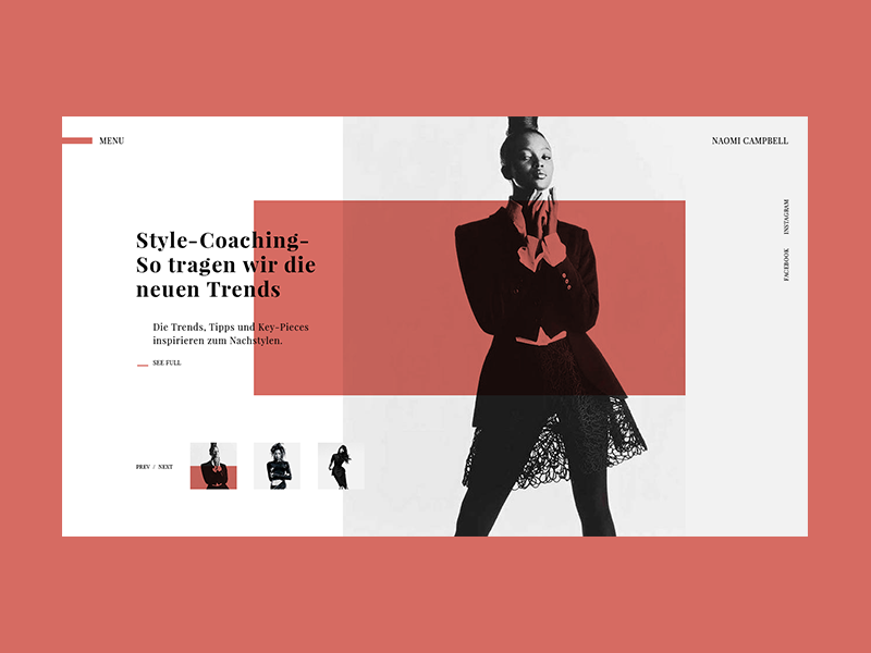 Naomi Campbell Main Page Concept personal site web design elegant concept color minimal web ux ui shot dribbble design
