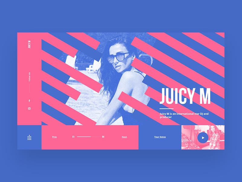 Juicy M Main Page Concept juicy m dj blue and pink web site web design candy web ux ui shot design concept