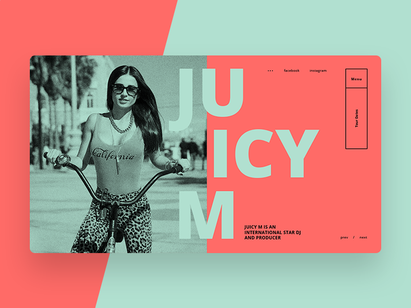 Juicy M Main Page Concept #2 web site web design juicy m web ux ui shot dj design candy green orange