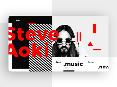Steve Aoki Main Page Concept creative dj music poster red steve aoki typography ui ux web web design web site