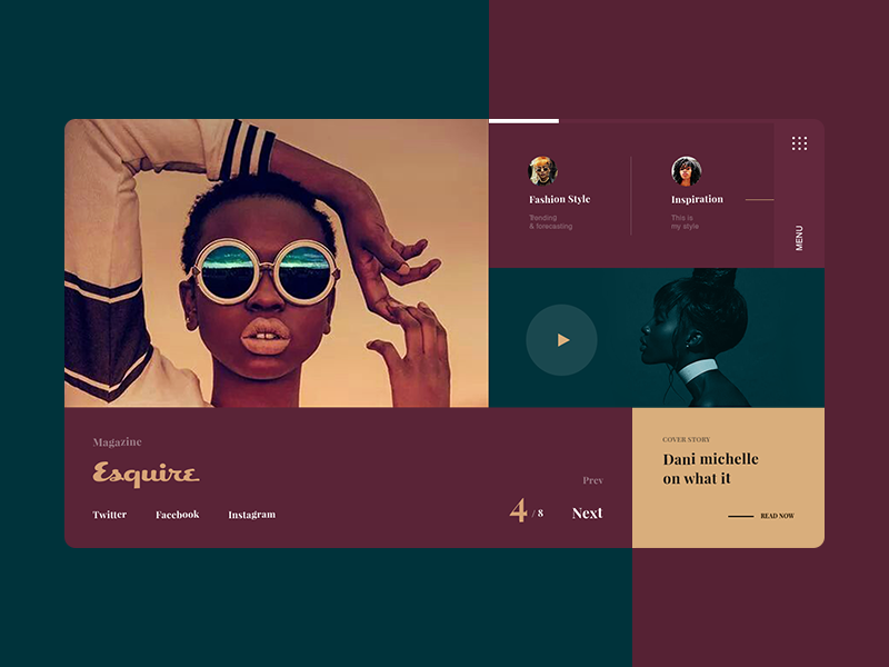 Esquire Redesign homepage red fashion magazine inspiration yellow green girl ui typography creative web design esquire