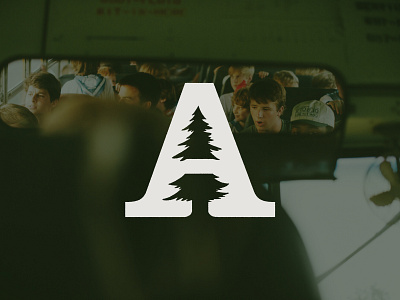 For Rapids that Flow alpine camp camping clarendon evergreen tree logo lookout mountain spruce tent typographic mark