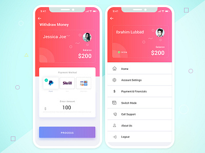 Withdraw & Financial profile Screen money payment withdraw