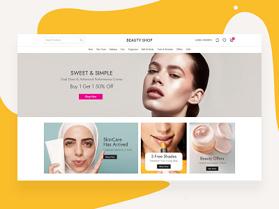 Beauty shop website animation application beauty store design dribbble ecommerce illustraion interaction print typogaphy ux ui vector webdesign