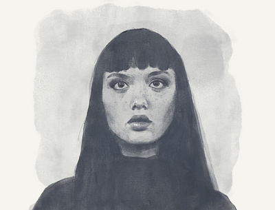 Girl With Bangs illustration watercolor