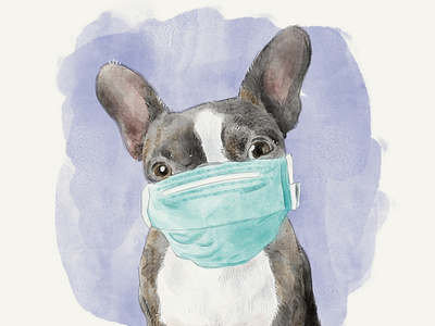 Stay Safe Pup illustration watercolor