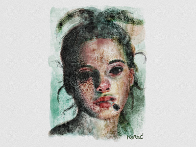 Illustration Girl that smokes illustration painting water color