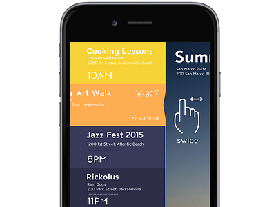 Event Swipe app design events mobile
