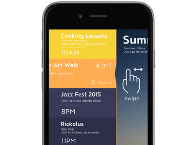 Event Swipe app design events mobile