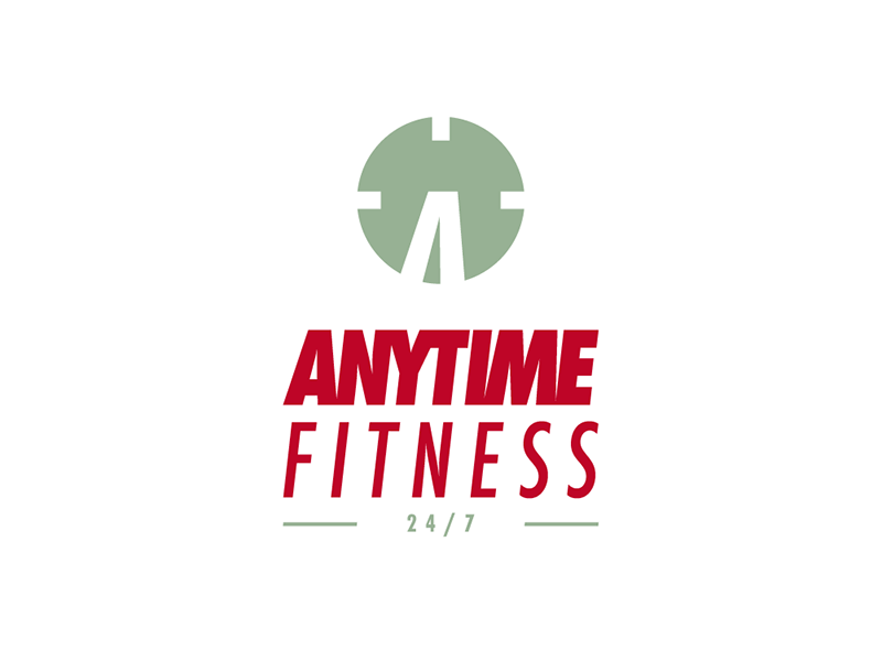 Anytime Fitness | Anytime We Go Gym Muscular Man Logo