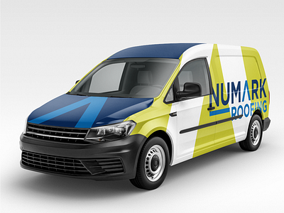 Numark Roofing logo design work van mock up