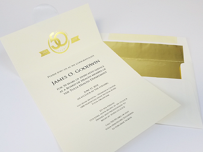 Gold foiled anniversary invitation and envelope anniversary custom envelope gold gold foil invitation modern seal vector