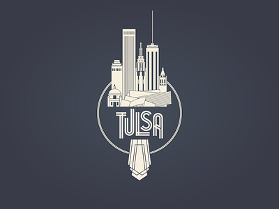 Art Deco Tulsa skyline art deco badge city graphic skyline tulsa vector