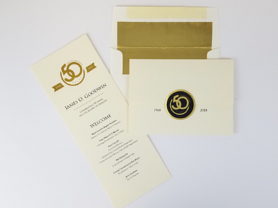 Gold foiled invited and envelopes design gold foil graphic design icon invitation logo monogram print tulsa vector