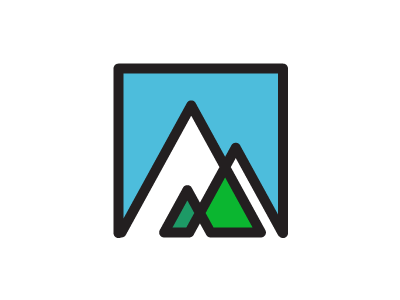 Mark for Vermont-based social services company blue geometric green logo mark mountain mountains services simple social therapy vermont