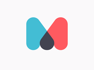 M Logo Mark blue geometric icon iconic logo m mark overlap red round rounded