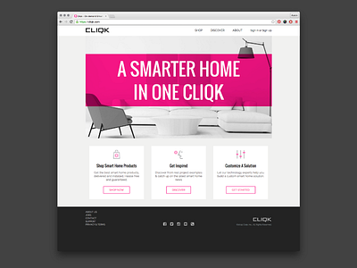 Cliqk landing page idea icons mvp smarthome startup tech ux web webdesign