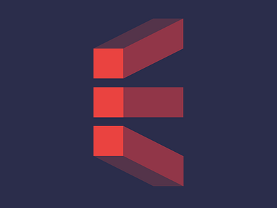 E mark 3d abstract blocks brand branding geometric identity logo mark monogram