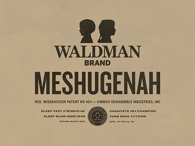 Waldman Brand Meshugenah brand branding philadelphia retro seal silhouettes tshirt typography vermont vintage yiddish