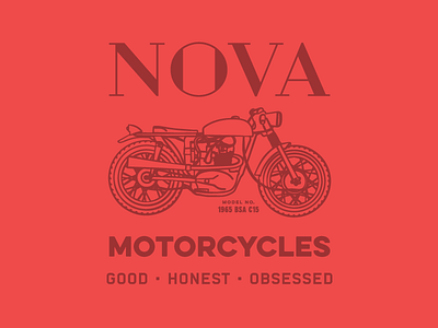 Nova Motorcycles branding illustration motorcycle retro swag tee tshirt typography vintage