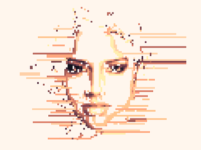 pixelated abstract distorted face female futuristic illustration pieces pixel pixelated pixels portrait woman