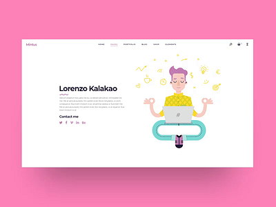 Mintus About Me Page animation contact page creative design designer flat illustration freelancer illustration illustrator page pastel seamless social ui vector web website