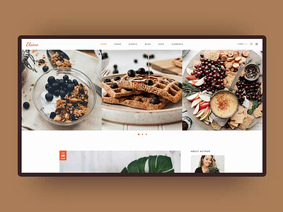 Elaine Food Blog animation blog breakfast carousel design earthy palete food food recipes foofblog fruits healthy ui ux vegan veggies web website