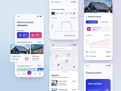 Solplanet android app application clean dashboard design figma graph ios map mobile mobile app design mobile ui solar ui ui design user experience user interface ux