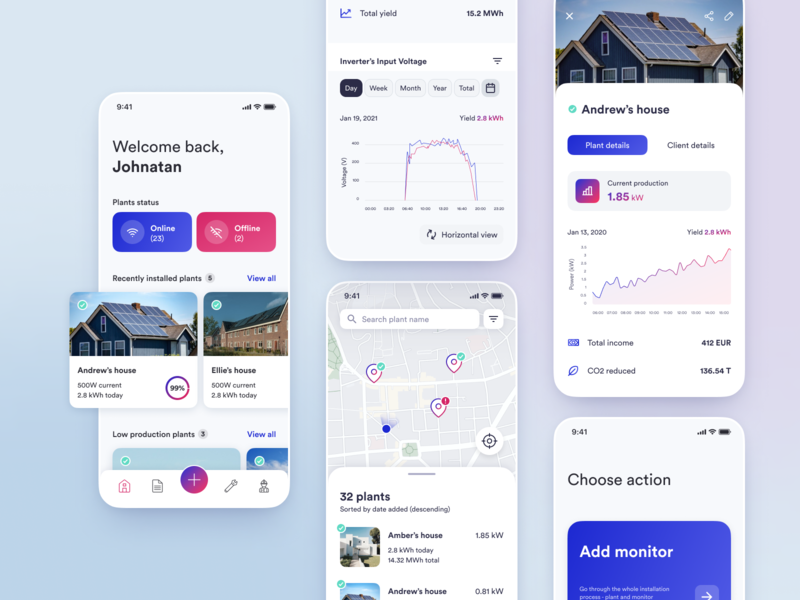 Solplanet android app application clean dashboard design figma graph ios map mobile mobile app design mobile ui solar ui ui design user experience user interface ux