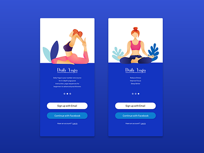 Onboarding screens for Daily Yoga App app dailyui design ios onboarding screen ui ux yoga