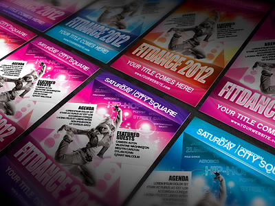 Multipurpose Fitness Flyer aerobic blue club colorful contest dance disco event fitness flyer hot multipurpose orange pink professional psd purple red sport street woman zumba