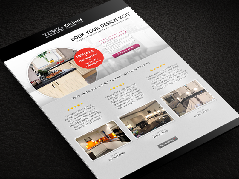 Tesco kitchens landing page
